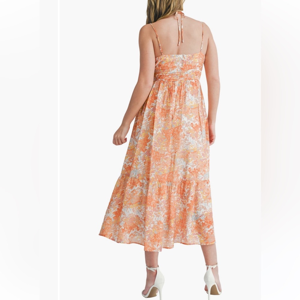 Lush Orange Floral Long Dress